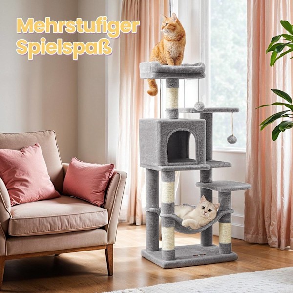 Rootz Multi -Storey Cat Tree - Raaputtaminen Post - Kissan torni - Ihanteellinen pelaamiseen - 45 x 35 x 112 cm