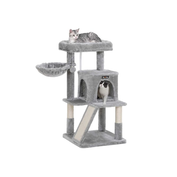 FEANDREA Cat Scratching Post - Cat Tower - Kitty Condo - Sisal Scratcher - Plyschplattformar - Mysig grotta - 48cm x 48cm x 96cm