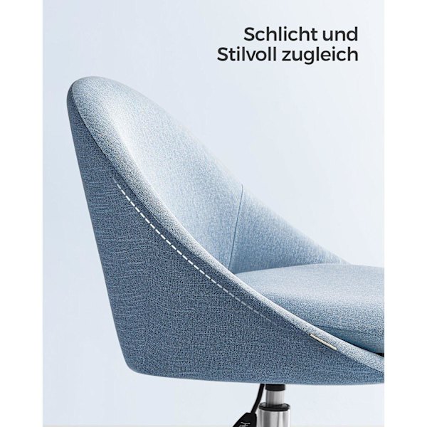 Rootz Blue Swivel Chair - Ergonomisk stol - Roterende stol - Stålstel - Bomuld-linned blanding - Justerbar højde - 60cm x 60cm x 80-90cm