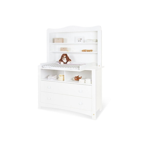 Rootz Florentina Extra Wide Changing Unit - Nursery Dresser - Baby Change Table - Anpassningsbar lagring - 130 cm x 77/57 cm x 180 cm