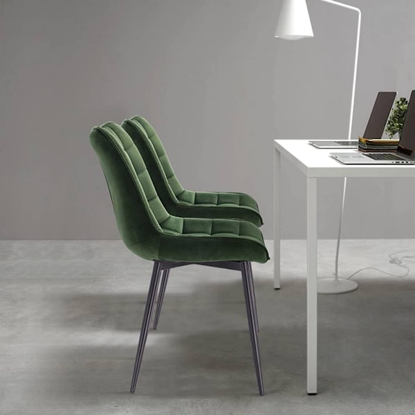 Rootz Set med 6 matstolar - Sammetsklädd - Metallram - Bekväm, hållbar, Ergonomisk - 46 cm x 40,5 cm x 85,5 cm
