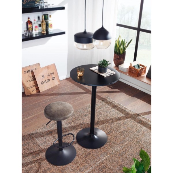Rootz ståbord - Högt bord - Bistrobord - Runt ståbord - Barbord - Metall - Trä - Ø 60 cm - Svart