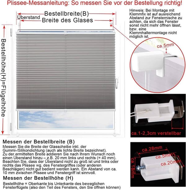 Rootz plisserede persienner - EasyFix Window Shades - No Drill Installation - Optimal Privacy - 60 cm x 100 cm - Moderne design