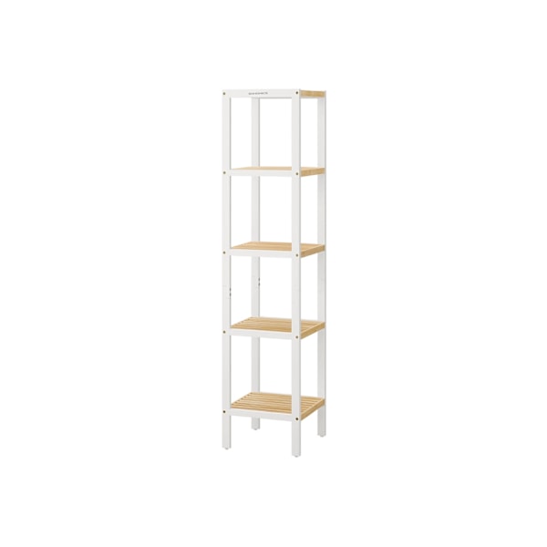 Rootz 5 -niveau badeværelse hylde - opbevaringsstativ - Organisering af stativ - Rumbesparende - Hvid, brun - 33 x 33 x 146 cm