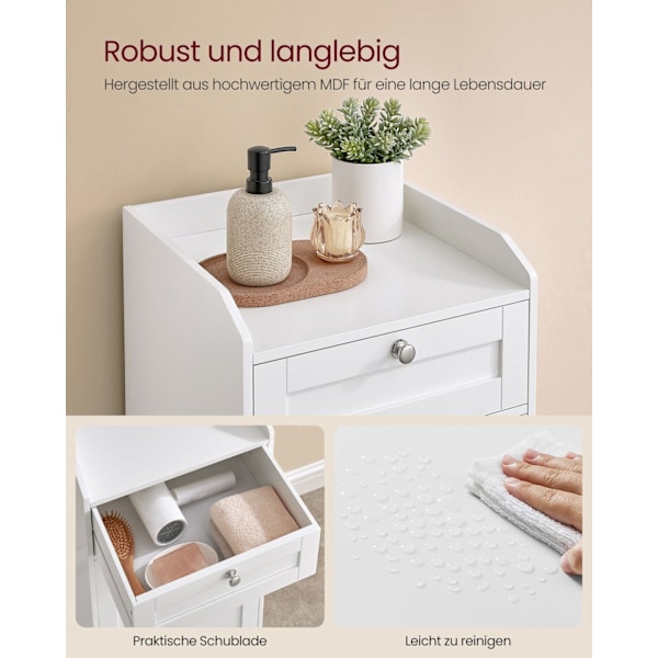Rootz badeværelsesskab med vasketøjskurv - Opbevaringsenhed - Organiseringsstativ - MDF & polyesterstof - 40 cm x 40 cm x 80,2 cm