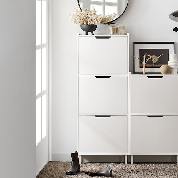 Rootz Shoe Tipper Cabinet - Skoförvaring - Skoorganisator - Utrymmesbesparande design - Mångsidig förvaring - Förbättrad stabilitet - Vit - 50cm x 129