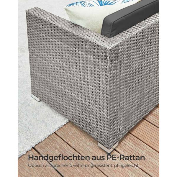 Rootz 4-delt udendørs møbelsæt - Havesæt - Rattan sofa - Patio Lounge - PE polyethylen materiale - VFT puder - 173cm x 60cm x 66cm