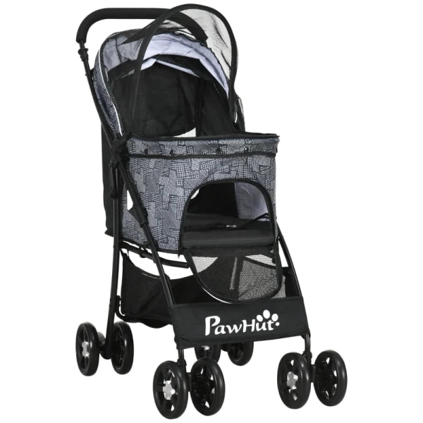 Rootz hopfällbar hundvagn - 1 korg - 1 kudde - 1 sidficka - Universalhjul - Bromsskydd - Korg - Grå - 81cm x 48cm x 99cm