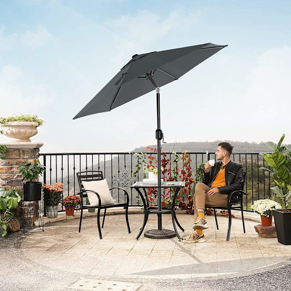 Rootz Parasol - Market Parasol - Haveparasol - UV-beskyttelse - UPF 50+ - Metal - Bøjelig - Grå - 200 cm