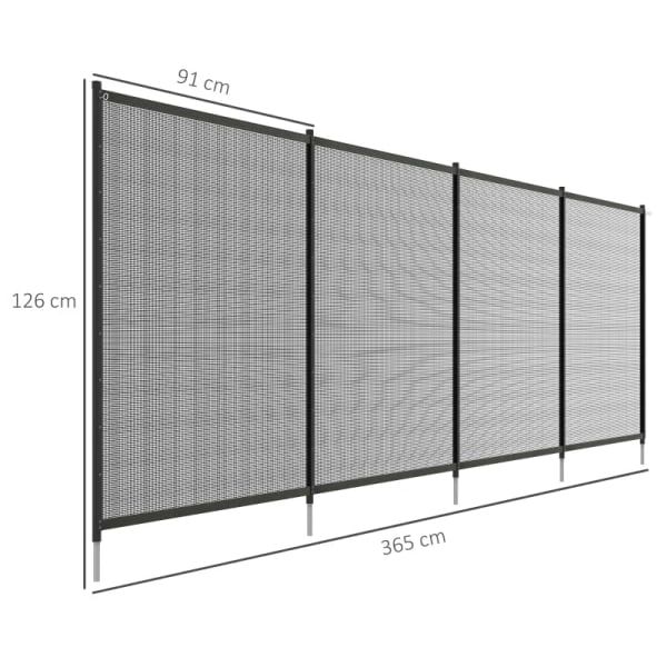 Rootz-allasaita - Turva-aita - 4 kpl - Turva-lapset - Talliasennus - Ruostumaton teräs - Säänkestävä - Alumiini-tekstiline - Musta - 365 x 126 cm