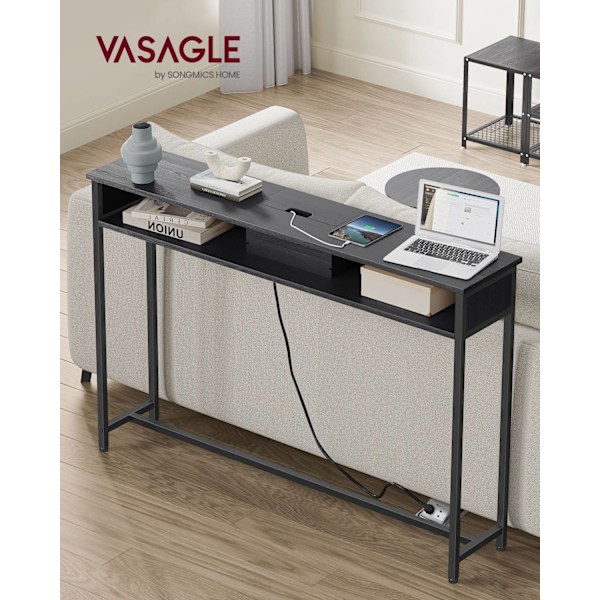 Rootz hjemmekontor - Skrivebord - Computerbord - Spånplade og stål - 25 cm x 120 cm x 81,1 cm - Antracitgrå-blæk Sort - 10,7 kg