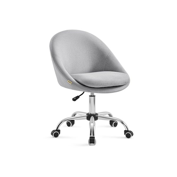 Rootz Drejestol Grå - Stålstel - Bomuld-hør - Rullende hjul - 28kg/m3 skum - Justerbar højde - 60cm x 60cm x (80-90cm)