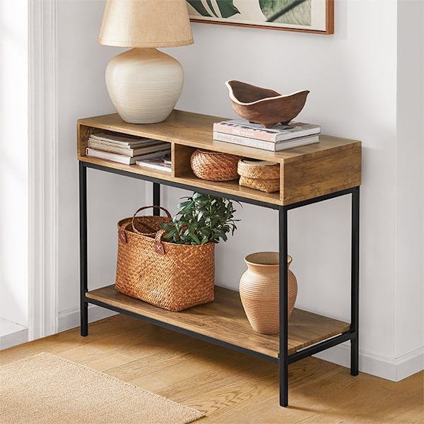 Rootz Modern Console Bord - Soffbord - Hallbord - MDF och metallkonstruktion - Rymlig förvaring - Mångsidig användning - 100cm x 80cm x 40cm