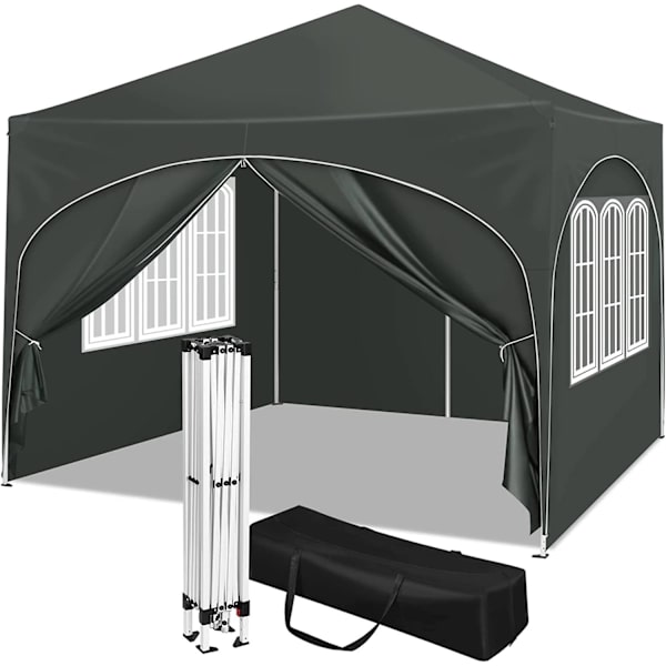 Rootz Ultimate Outdoor Gazebo - Weather Shelter - Event Pavilion - Stark metallram - UV- och regnskydd - Enkel installation - 3x3m