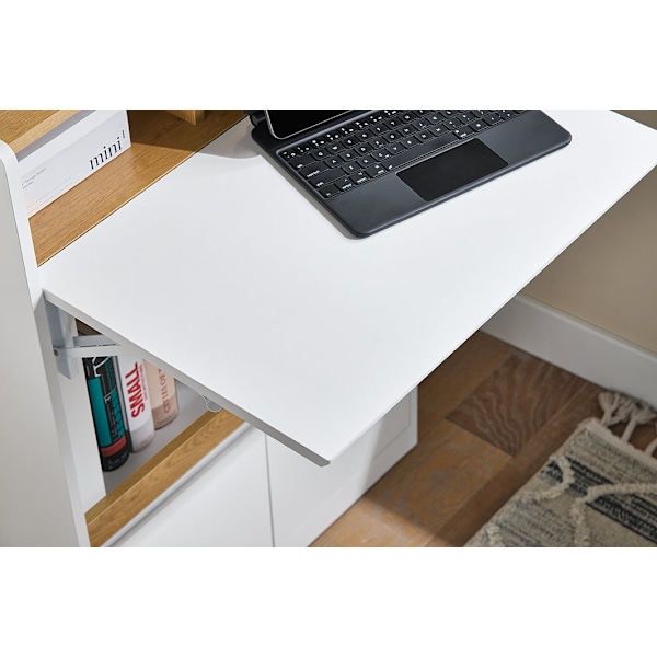 Rootz multifunktionel foldet skrivebord - konvertibel hylde - bærbar bord - rigelig opbevaring - 63x93x67 cm - pladsbesparende løsning