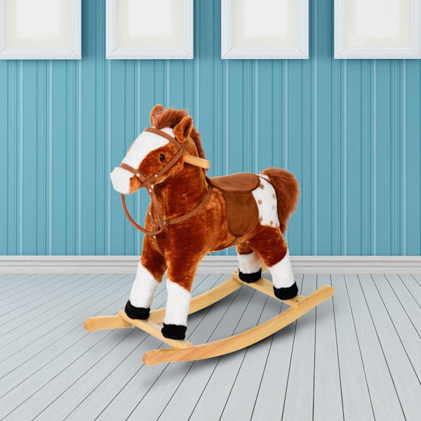 Rootz barn gunghäst - brun - plysch, poppel - 29,13 cm x 11,02 cm x 25,6 cm