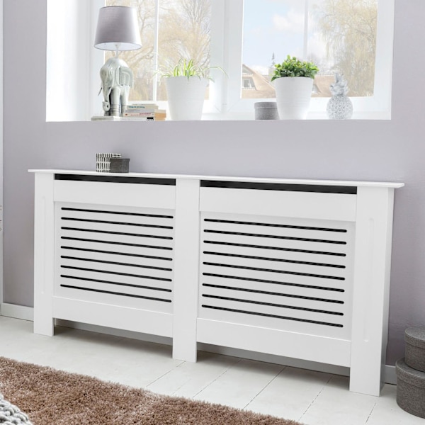 Rootz Design Jäähdyttimen kansi Valkoinen Matt Finish 152x83x19 cm - Lämmityspaneeli Suuri Lämmittimen kansi - Jäähdyttimen kannen puiset säleet - Läm