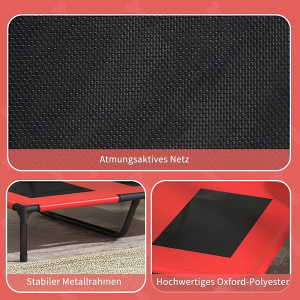 Rootz Portable Pet Bed - Lätt hundsäng - Raised Pet Cot - Oxford-tyg - Meshöverdrag - Lätt att rengöra - 92cm x 76cm x 18cm