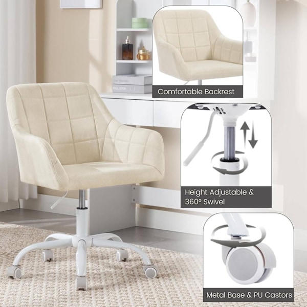Rootz Ergonomic Office Chair - Skrivbordsstol - Snurrstol - Andningsbart tyg - Höjdjusterbar - 58cm x (77-85)cm x 60,5cm