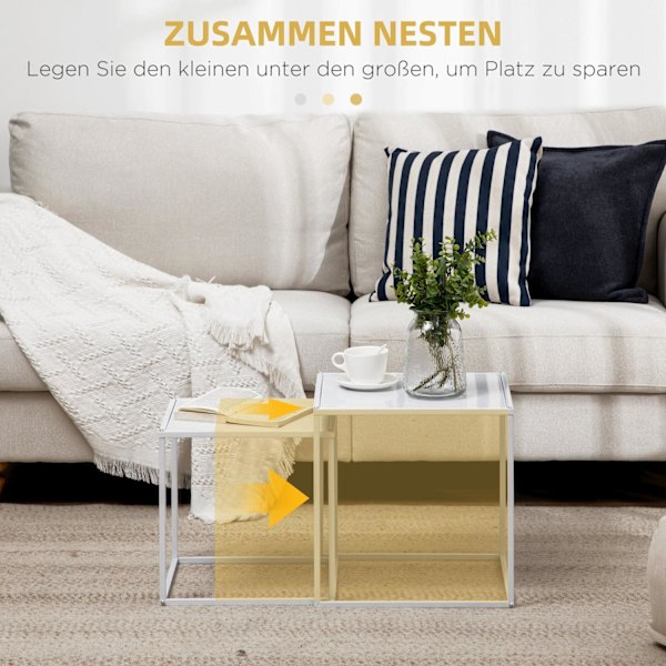ROTZ SIDABORD SET - Moderna häckbord - Rymdbesparande soffbord - Robust stålram - 40 cm x 40 cm x 40 cm