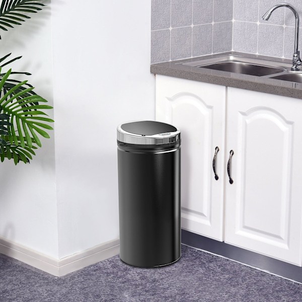 Rootz 42L Sensor Trash Can - Automatisk avfallsbink - Kökshink - Infraröd öppning - Rostfri - Ø30,5 x 68 cm