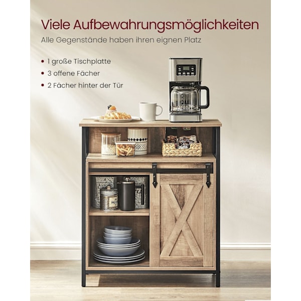 Rootz Oak Ruskea-musta senkki - Buffet-kaappi - Lastulevy teräs - Tilava säilytystila - Tukeva rakenne - Moderni muotoilu - 30cm x 70cm x 80cm