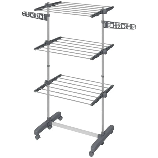 Rootz Klädtorkställ - Klädluftare - Torktumlare - 4 nivåer - Vikbart - One-click System - Rostfritt stål - Blå - Silver - 142cm X 55cm X 152cm