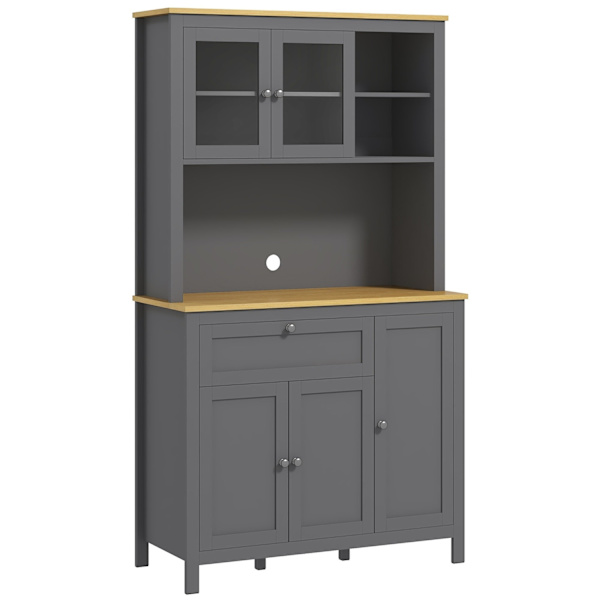 Rootz Kitchen Cabinet Buffet - Spisestue Showcase - Gray Storage Unit - Ample Storage - 100 cm x 40 cm x 180 cm