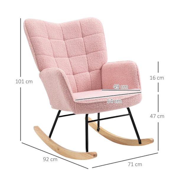 Rootz Relaxing Chair - Gyngestol - Blød polstring - Børneværelse - Elegant design - Berber Fleece Polyester - Cremehvid - 71L x 92W x 101H cm