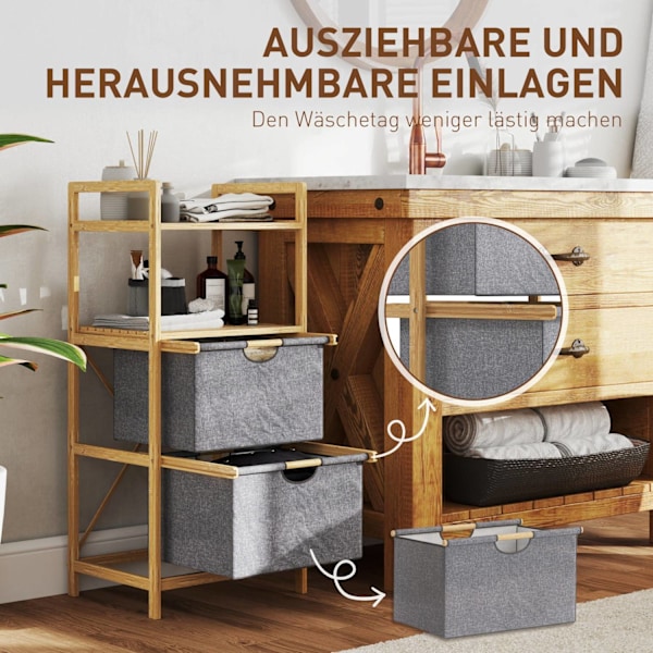 Rootz Bambus vaskeri - Tøjarrangør - Opbevaringsløsning - Rumbesparelse - 44W x 34d x 96H cm