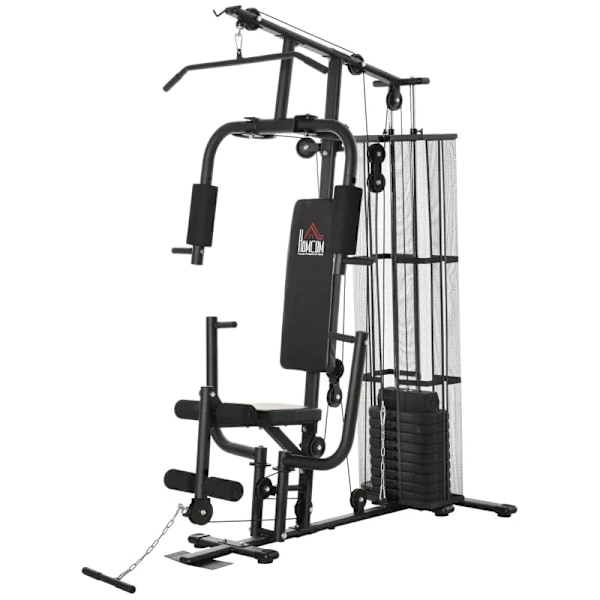 Rootz Gym Power Station - Fitness Station - Multigym Fitness Center - Träningsutrustning - Inklusive vikter - Lat Pulldown - Leg Curl - Metall - PU ko
