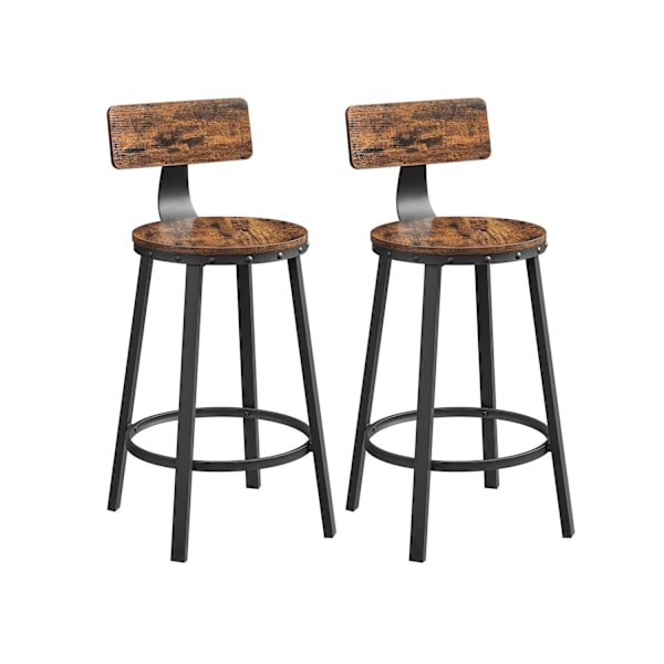 Rootz Vintage Brun-Sort 2-delt sæt barstole - Bordskamler - Spånpladestål - Kompakt design - Nem montering - Robust konstruktion - 37 cm x 62,5 cm x 8