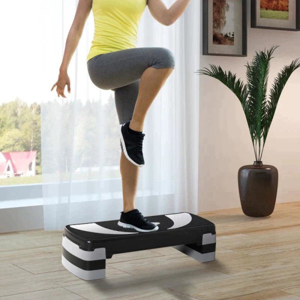 Rootz Aerobic Stepper - 2-trins - Højdejusterbar - Sort + Grå - 80 x 31 x 20 cm