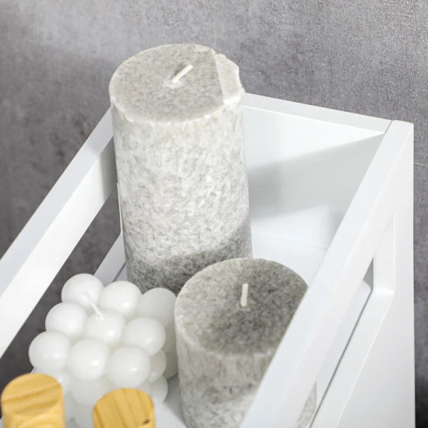 Rootz Badrumsskåp - Smal design - Rullskåp - Två lådor - Fyra hjul - MDF-ram - Vit - 16L x 49,5W x 66H cm