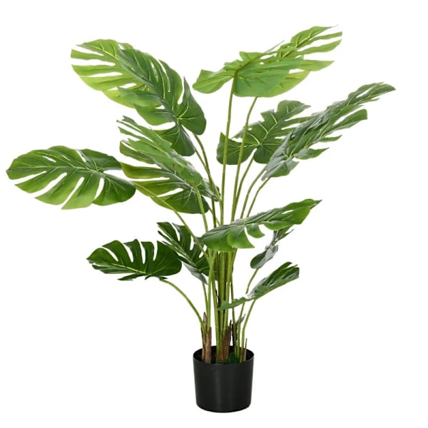 Rootz kunstig plante - realistisk kunstig plante - Monstera Deliciosa - 1 plantekasse og cementjord - Grøn - 17,5 cm x 17,5 cm x 120 cm