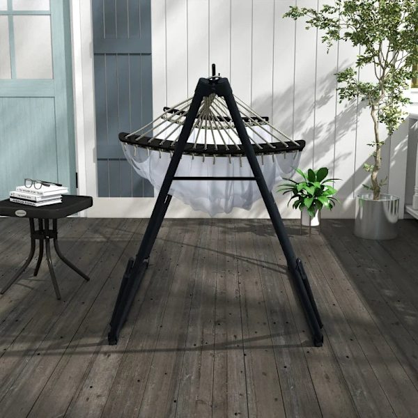 Rootz Hängmattor - Hängstolar - Hängmattor - Krokar - Bärväska - Stolsstativ - Lämplig balkong - Nylontyg - Stål-polyester - Svart-vit - 263l X 89W X
