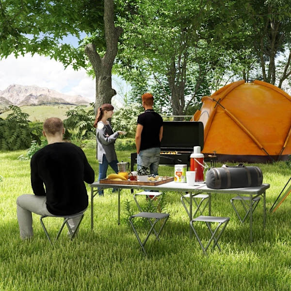 Rootz picknickset hopfällbart bord med stolar - Bärbart matsalsset - Utemöbler - Komfort, hållbarhet, bekvämlighet - 180 cm x 60 cm x 70 cm bord, 32 c