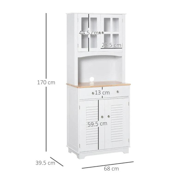 Rootz Köksskåp - Köksskåp - Förvaringsskåp - Skåp - Dörrar Och 2 lådor - MDF/Gummiträ - Vit - 68 x 39,5 x 170 cm