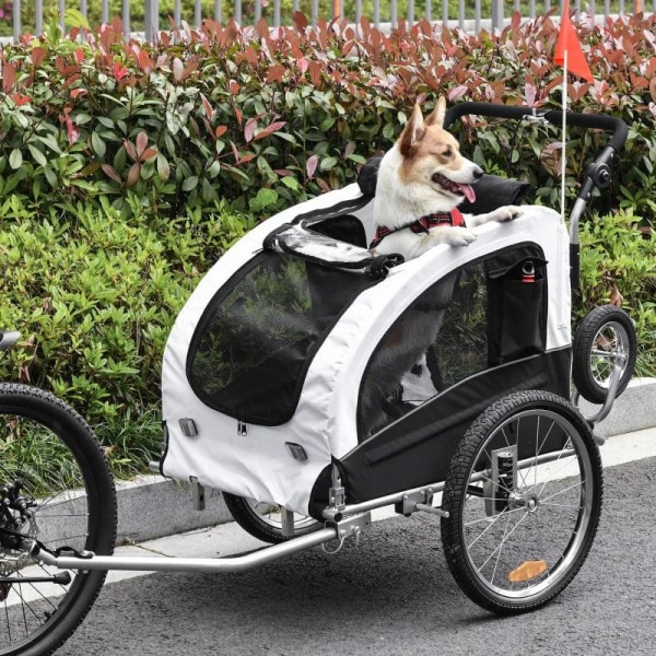 Rootz Hundsläp - Jogger Funktion - Cykelsläp - Stål - Vit/Svart