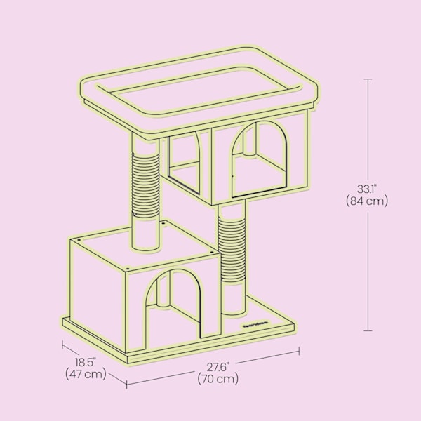 Rootz Cat Scratching Post - Cat Tree - Stor udsigtsplatform - Holdbar plys/sisal - 60 cm x 40 cm x 84 cm