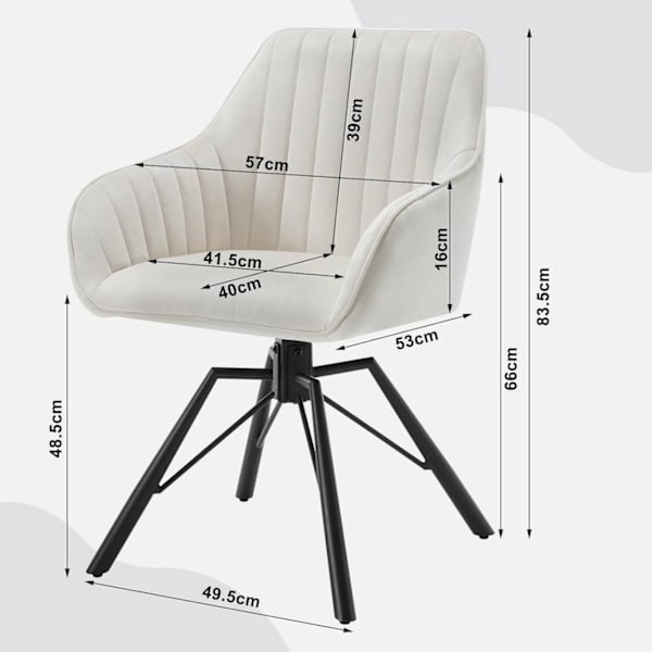 Rootz roterande matstolar Set med 4 - Sammetsfåtöljer - Vridstolar - 360 graders rotation, bekväma och robusta - 58 cm x 83,5 cm x 53,5 cm