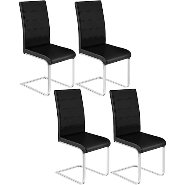 Rootz matsalsstolar Set om 4 - Gungstol - Höga ryggstolar - Svart konstläder - Stabilt, ergonomiskt, golvvänligt - 41 cm x 100 cm x 55,5 cm