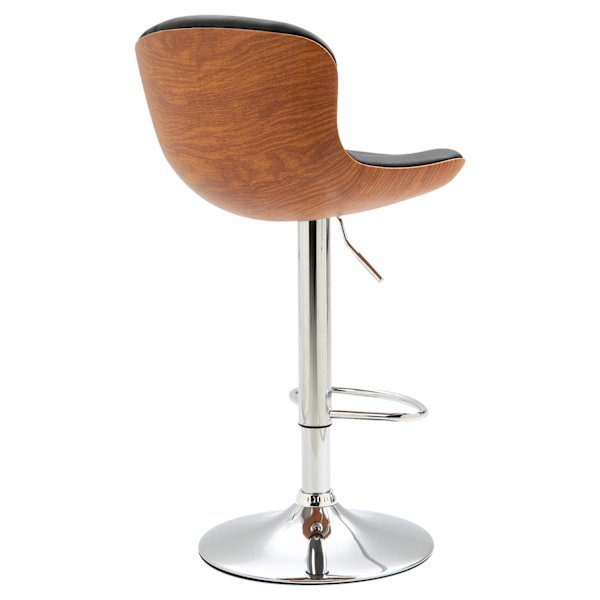 Rootz Barstole - Fodstøtte - Sæt med 2 - Højdejusterbar - Roterbar - 46 x 53,5 x 85-106 cm - Sort - Sølv - PU