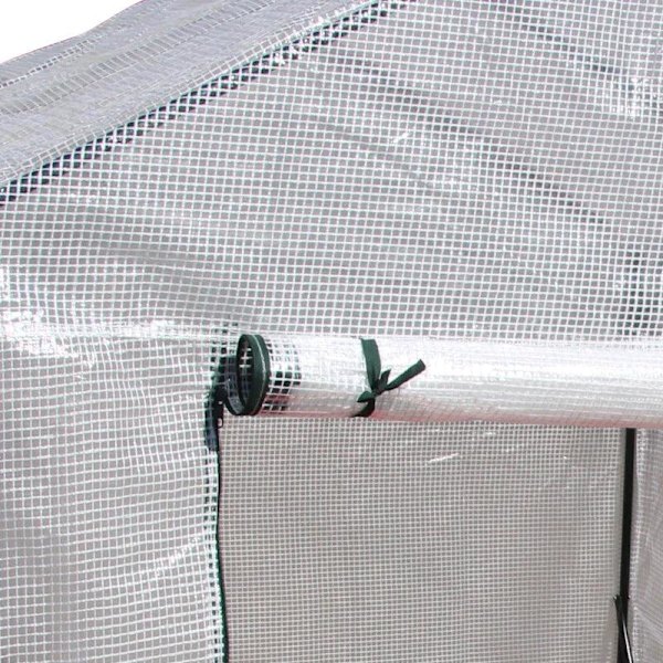 Rootz Folieväxthus - Walk In Greenhouse med 4 hyllor - Tomatväxthus - Kallram med dragkedjedörrar - Stål - PE Plast - Vit - 143 x 143 x 195 cm