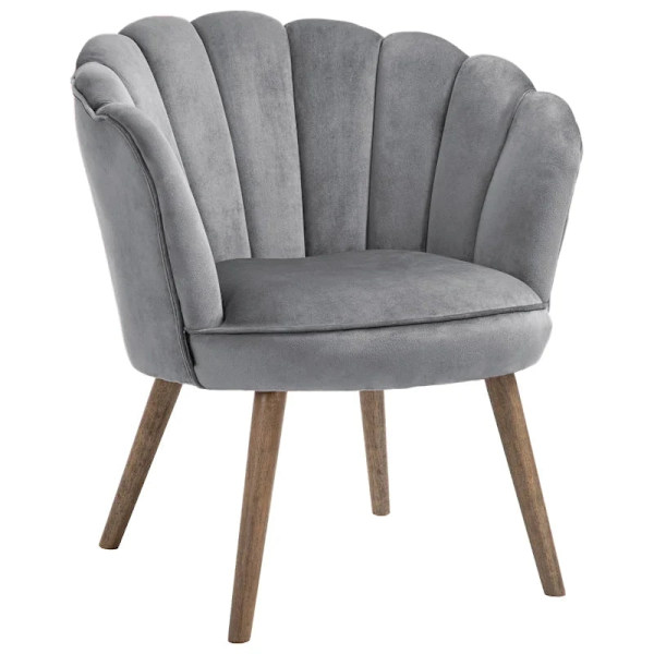 Rootz Matsalsstol - Köksstol - Fåtölj Med Ryggstöd - Vardagsrumsstol - Polyester - Gummiträ - Mörkgrå - 66 x 66 x 78,5 cm
