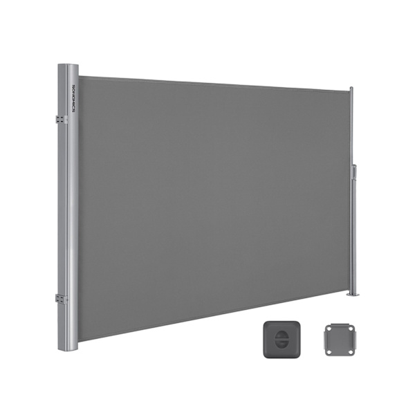 Rootz tilbagetrækkeligt sidefortelt - Udendørs baldakin - Solsejl - Aluminiumslegering - Vandafvisende stof - 2m x 3,5m - Grå
