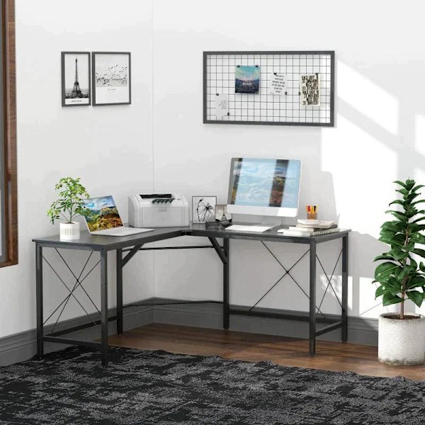 Rootz Skrivbord - Kontorsskrivbord - Spelbord - L Shape Skrivbord - Svart - 150 x 150 x 76 cm