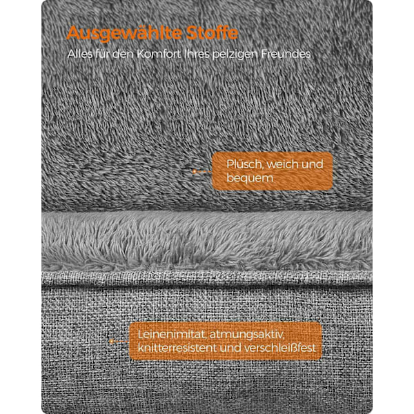 Rootz lysegrå hundeseng - kæledyrsseng - polstret måtte - imiteret linned - plys - PP polstring - skridsikkert stof - 60 cm x 50 cm x 21 cm