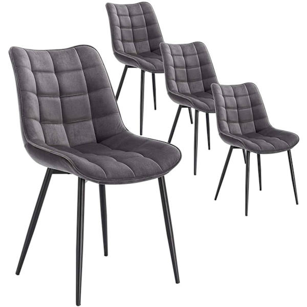 Rootz Set med 4 matstolar - Sammetssits - Metallram - Ergonomisk design - Hållbar & bekväm - Anti-Slip - 46 x 40,5 cm Sitsstorlek
