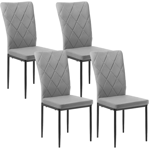 Rootz Spisestuestole Sæt med 4 - Velvet High Back Chairs - Metal